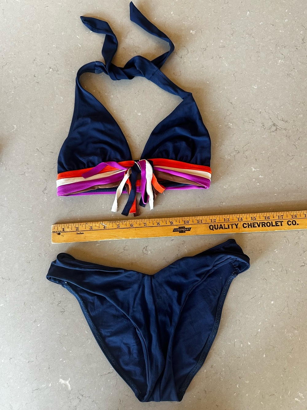 Robin Piccone Navy Halter Bikini Set Small Navy Adjustable Halter Swimsuit